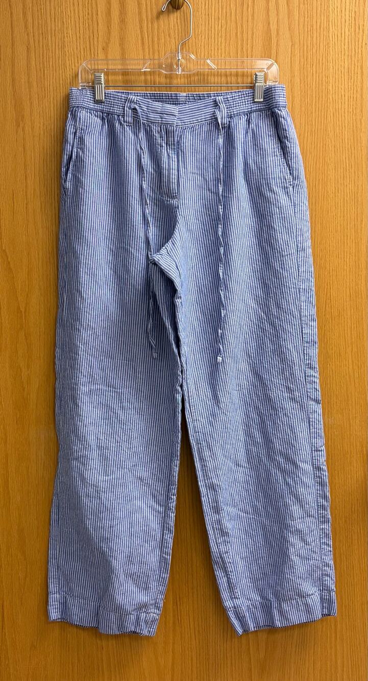 Talbot's Beachy Nautical Cruise Resort Wear Linen Cotton Blend Wide Leg Pants 8